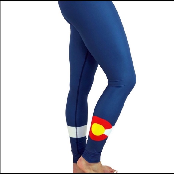 Colorado Threads Pants - Colorado Threads Colorado Flag Leggings Blue Red Size Small